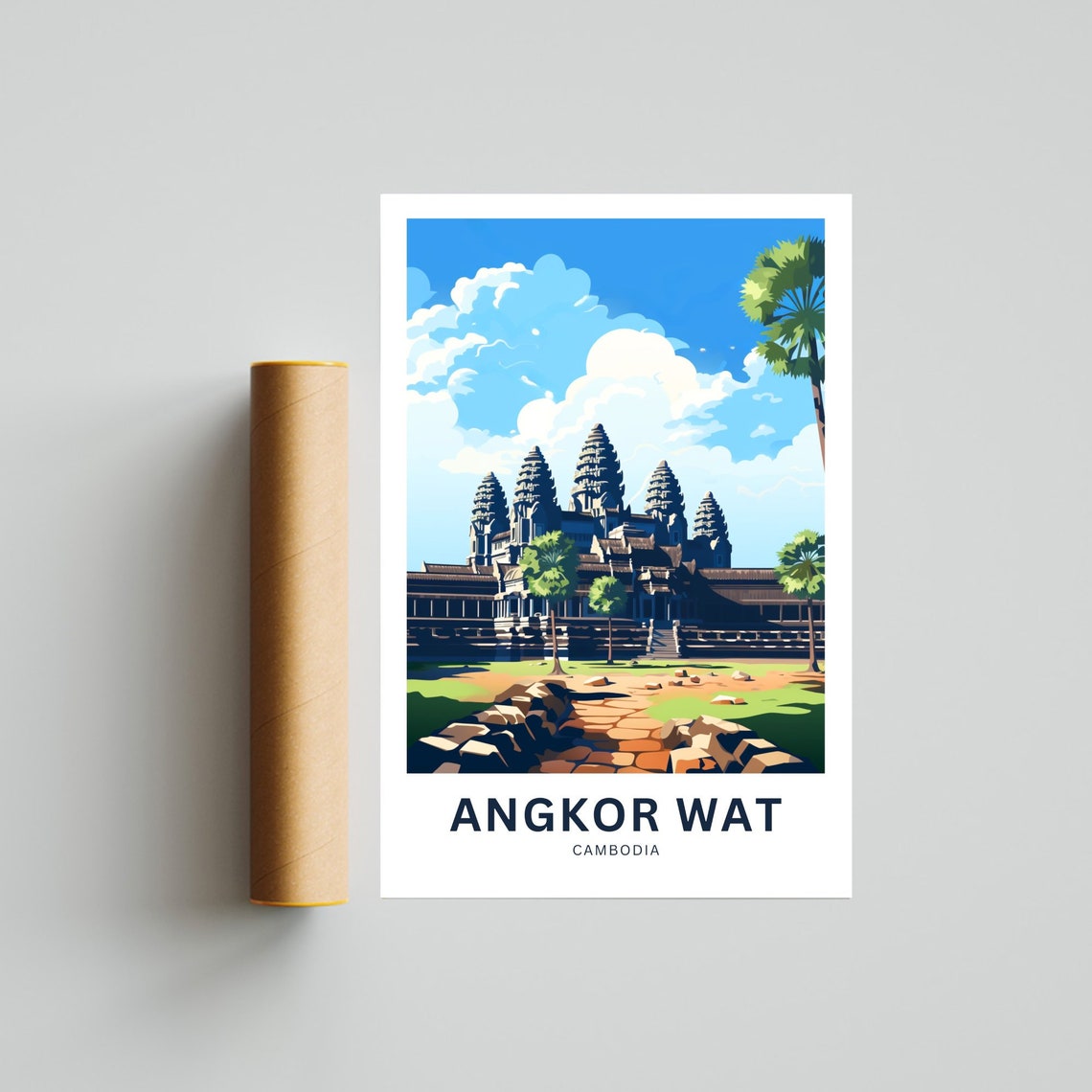 Angkor Wat Cambodia Ancient Temple Towers Custom Travel Poster - Image 3