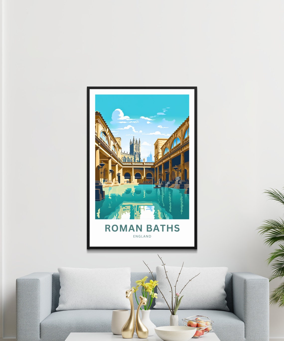 Roman Baths England Great Bath And Abbey Architecture Poster - Image 3