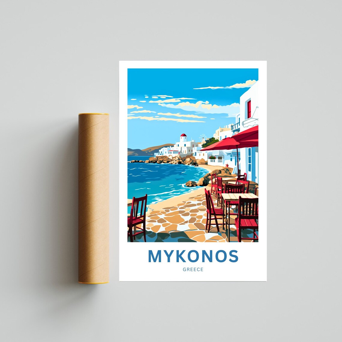 Mykonos Greece Waterfront Taverna Harbor Vintage Travel Poster - Image 4