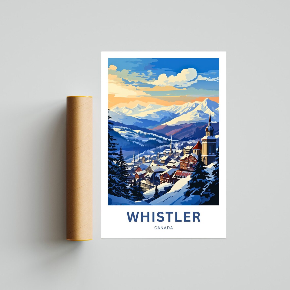 Whistler Canada Snowy Alpine Village Sunset Glow Travel Poster - Image 4