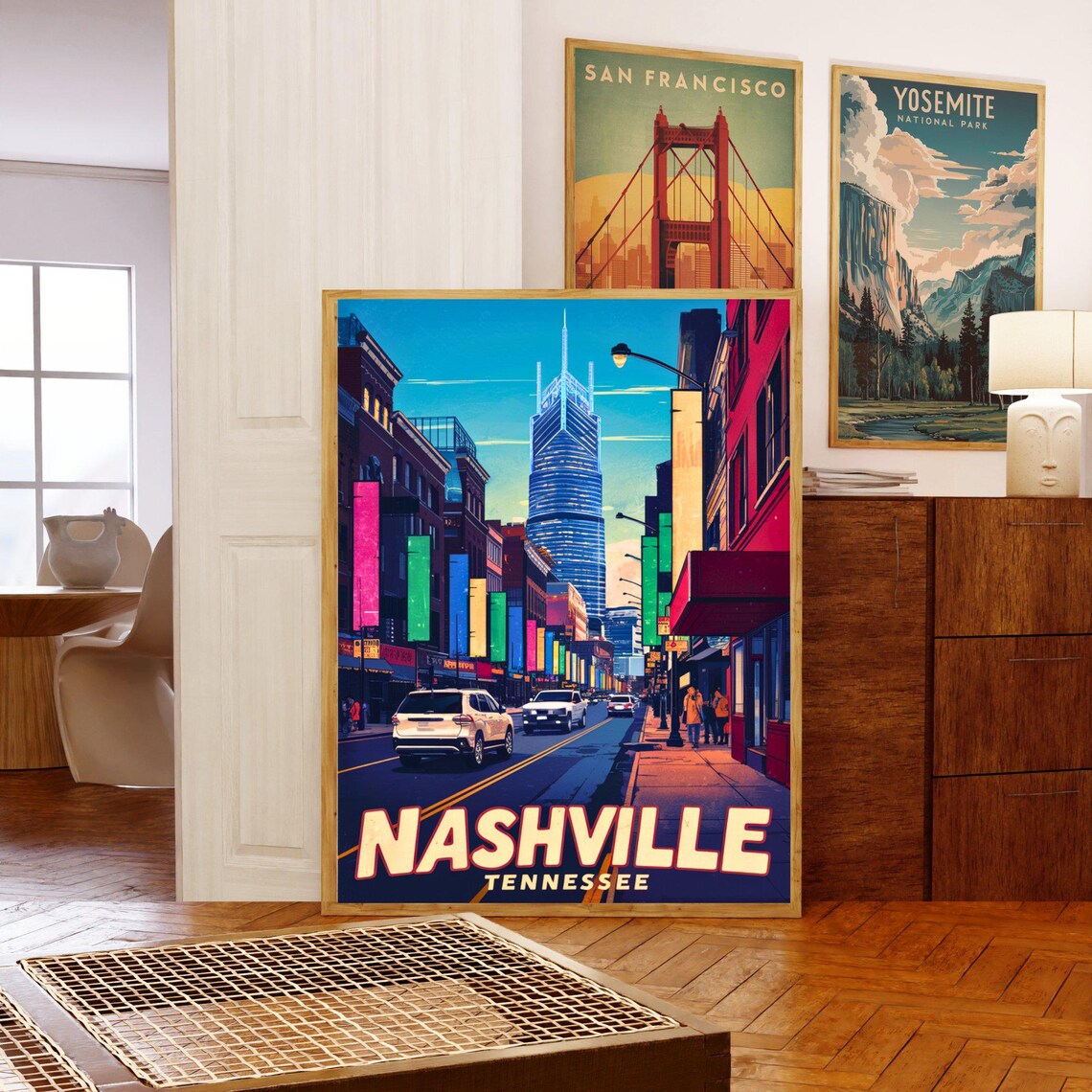 Nashville Tennessee Broadway Street Vintage Style Travel Poster - Image 5