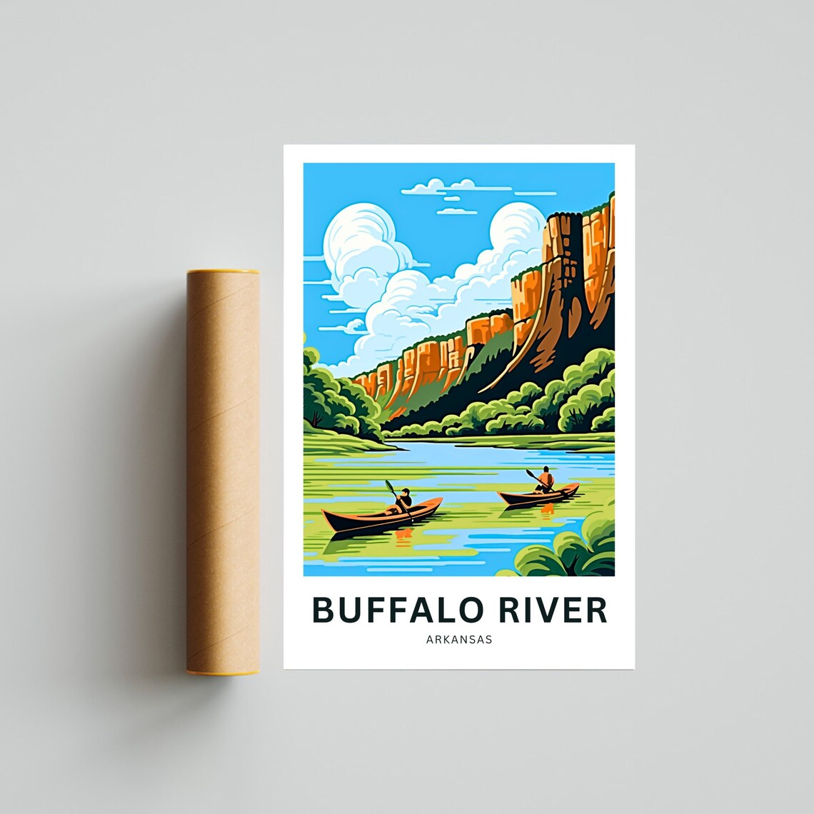Buffalo River Arkansas Scenic Kayakers Bluffs Canyon Travel Poster - Image 4
