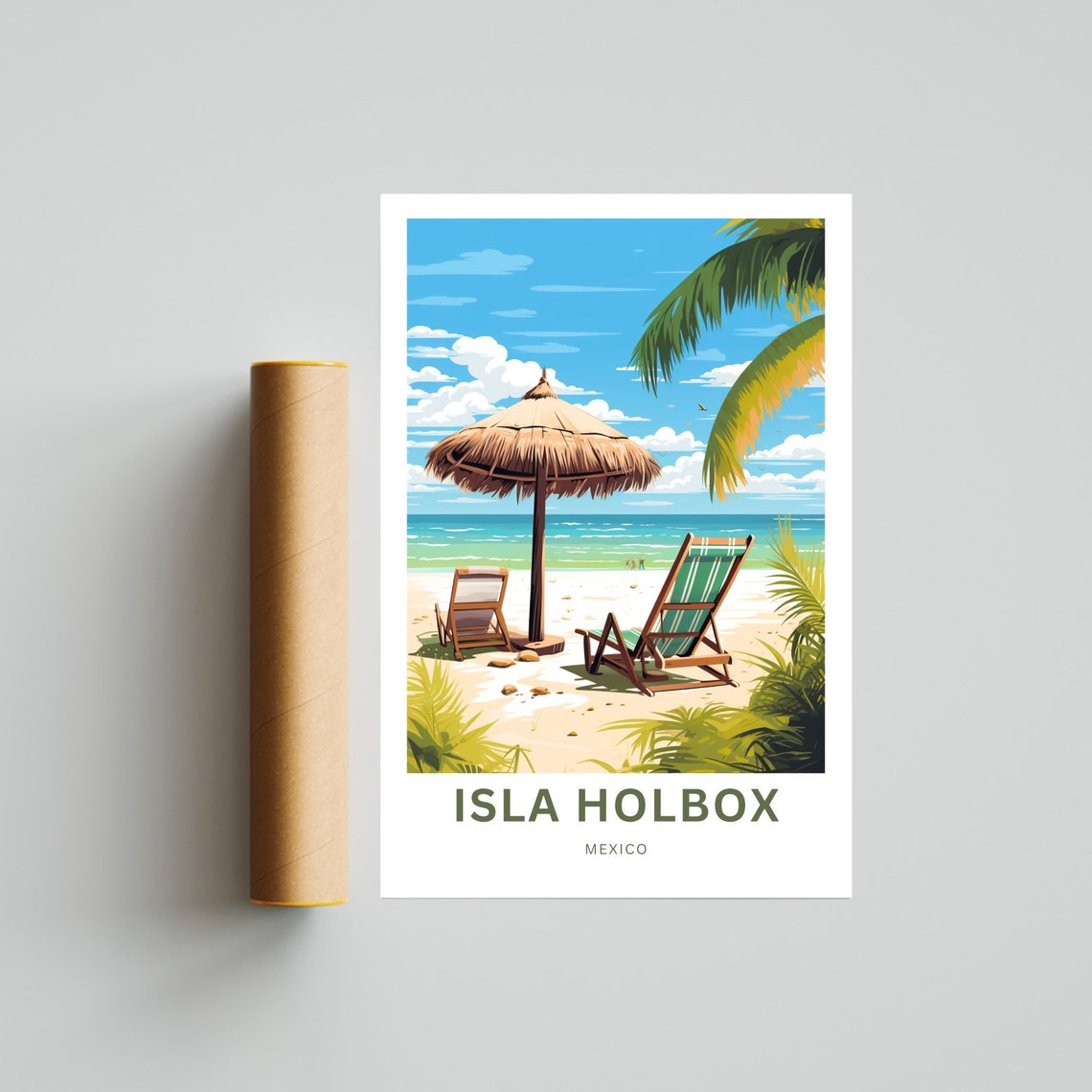 Isla Holbox Mexico Tropical Beach Palapa Relaxing Travel Poster - Image 4