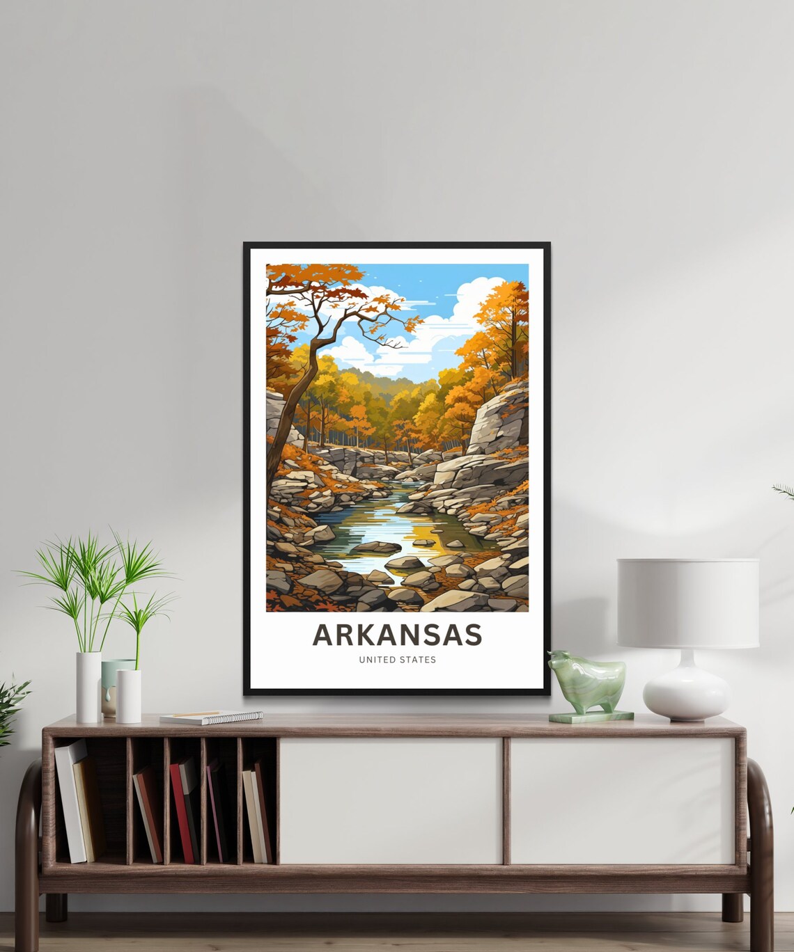 Arkansas Autumn Forest Creek Rocky Stream Nature Travel Poster - Image 2