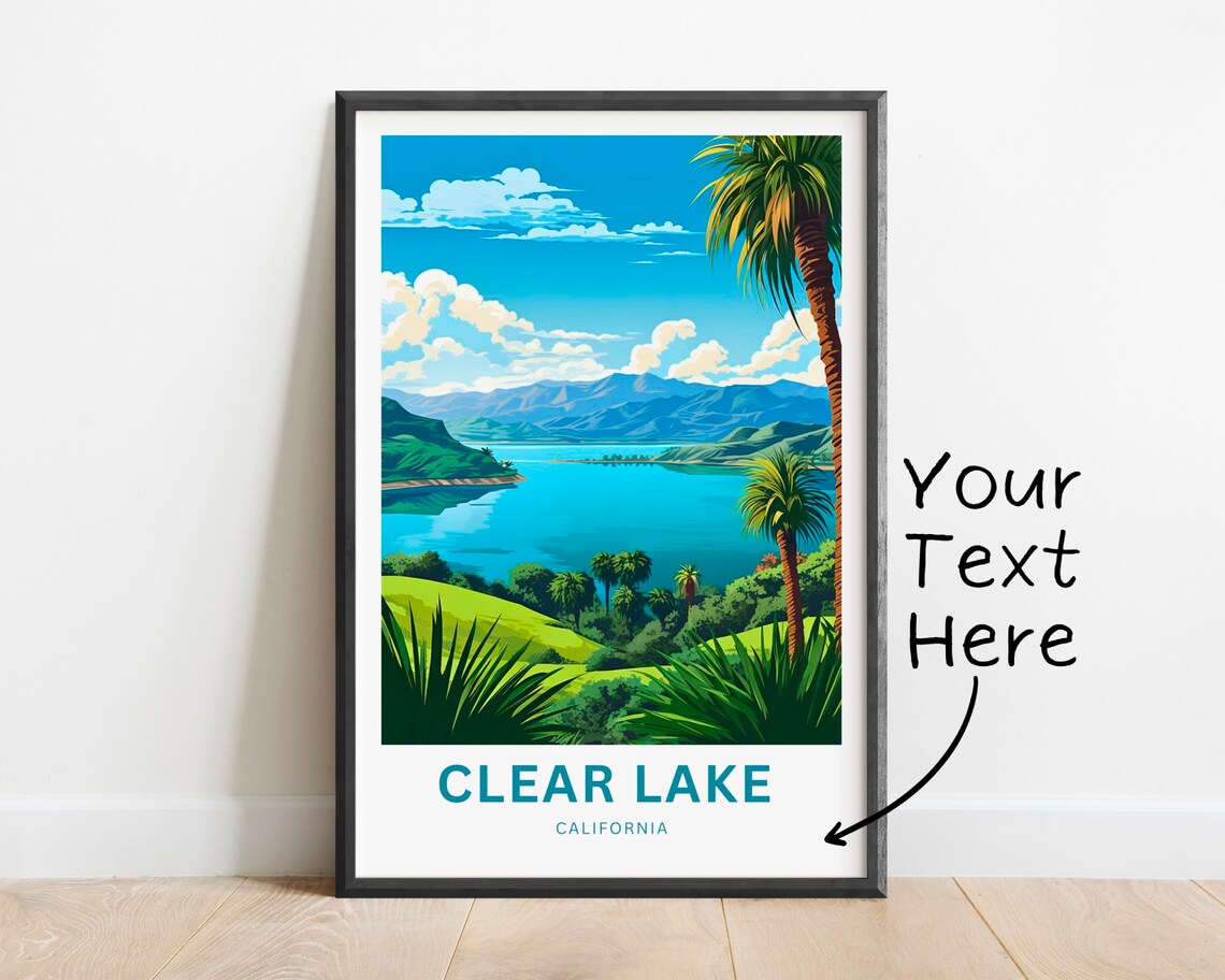 Clear Lake California Personalized Sunny Palm Shores Lake Poster