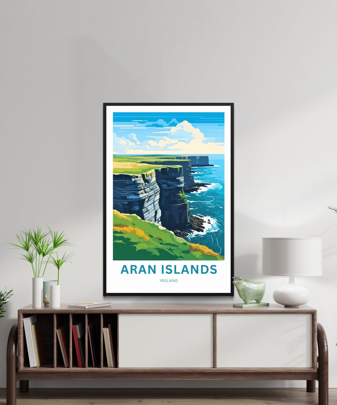 Aran Islands Ireland Green Bluff Swirling Blue Sea Travel Poster - Image 2