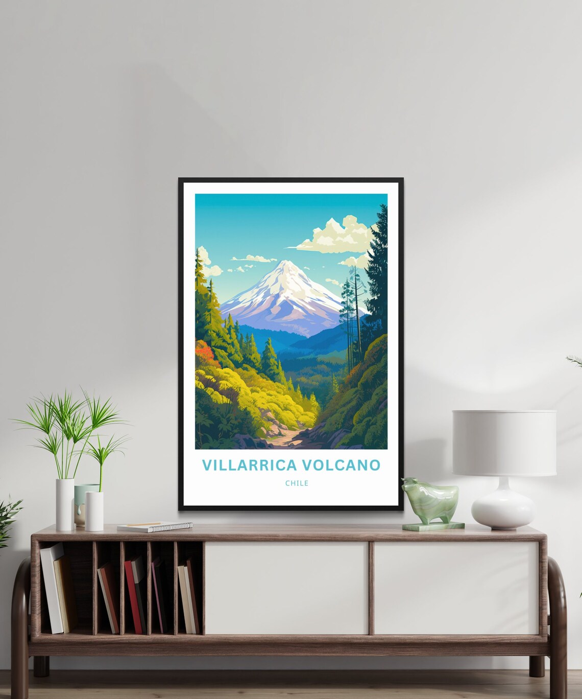 Villarrica Volcano Travel Poster, Chile Landscape - Image 2