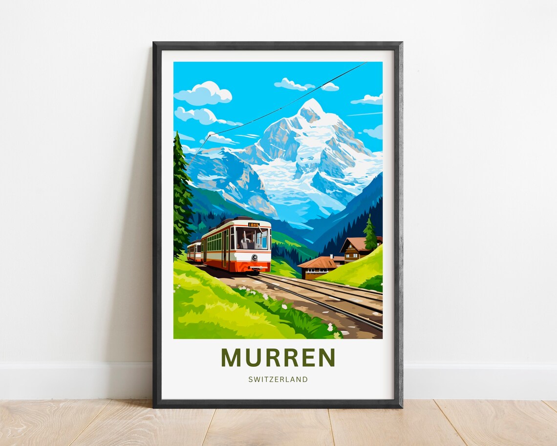 Murren Travel Poster, Switzerland Wall Art
