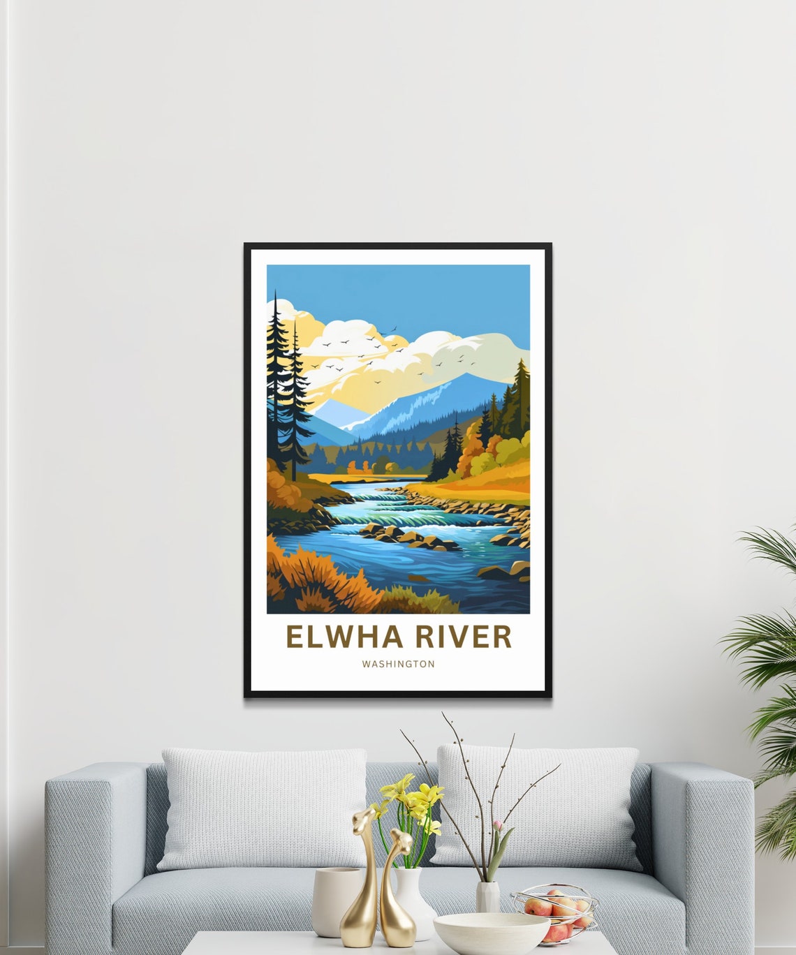 Elwha River Washington Fall Foliage Rapids Mountain Travel Poster - Image 3