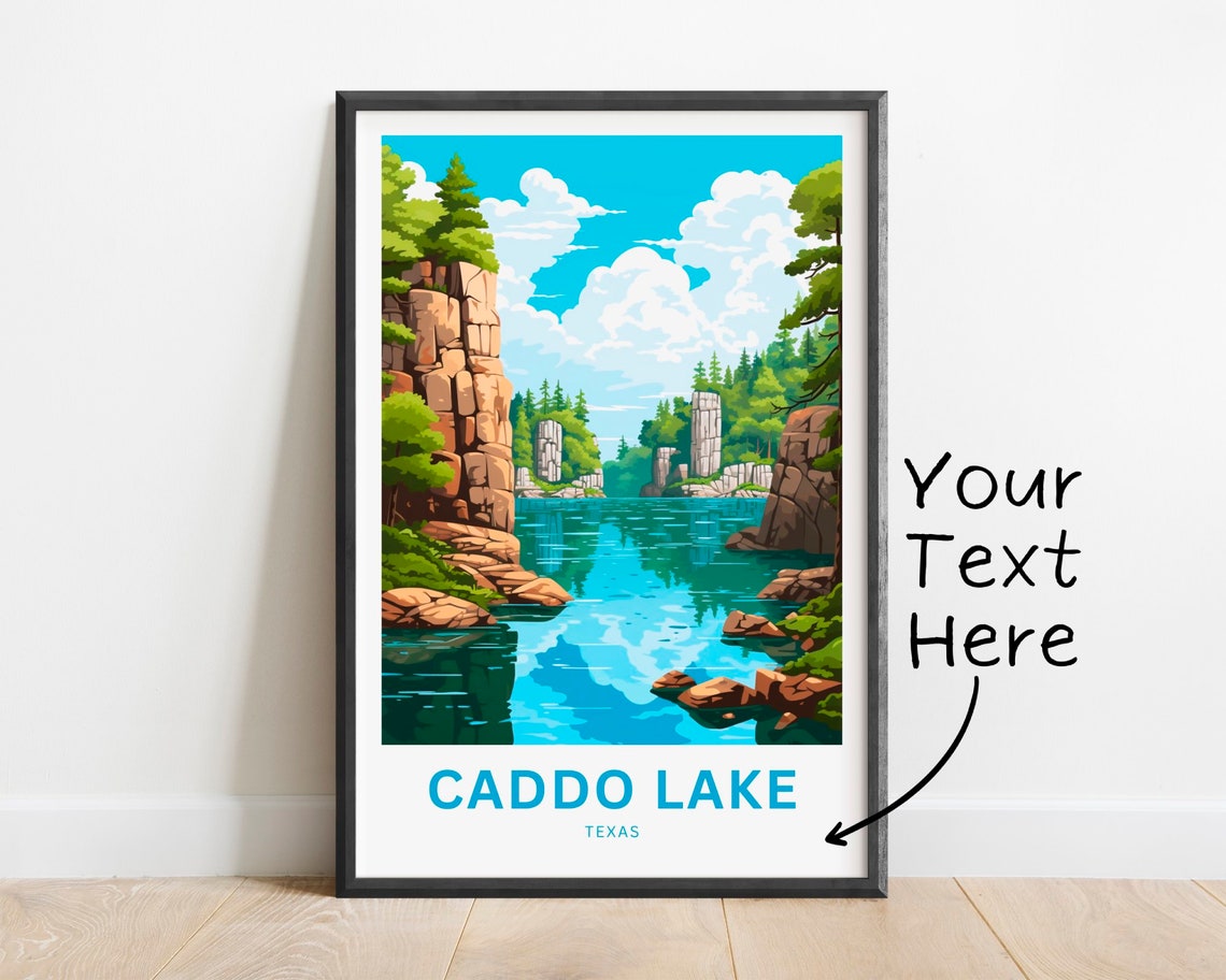 Caddo Lake Texas Personalized Travel Poster with Custom Text