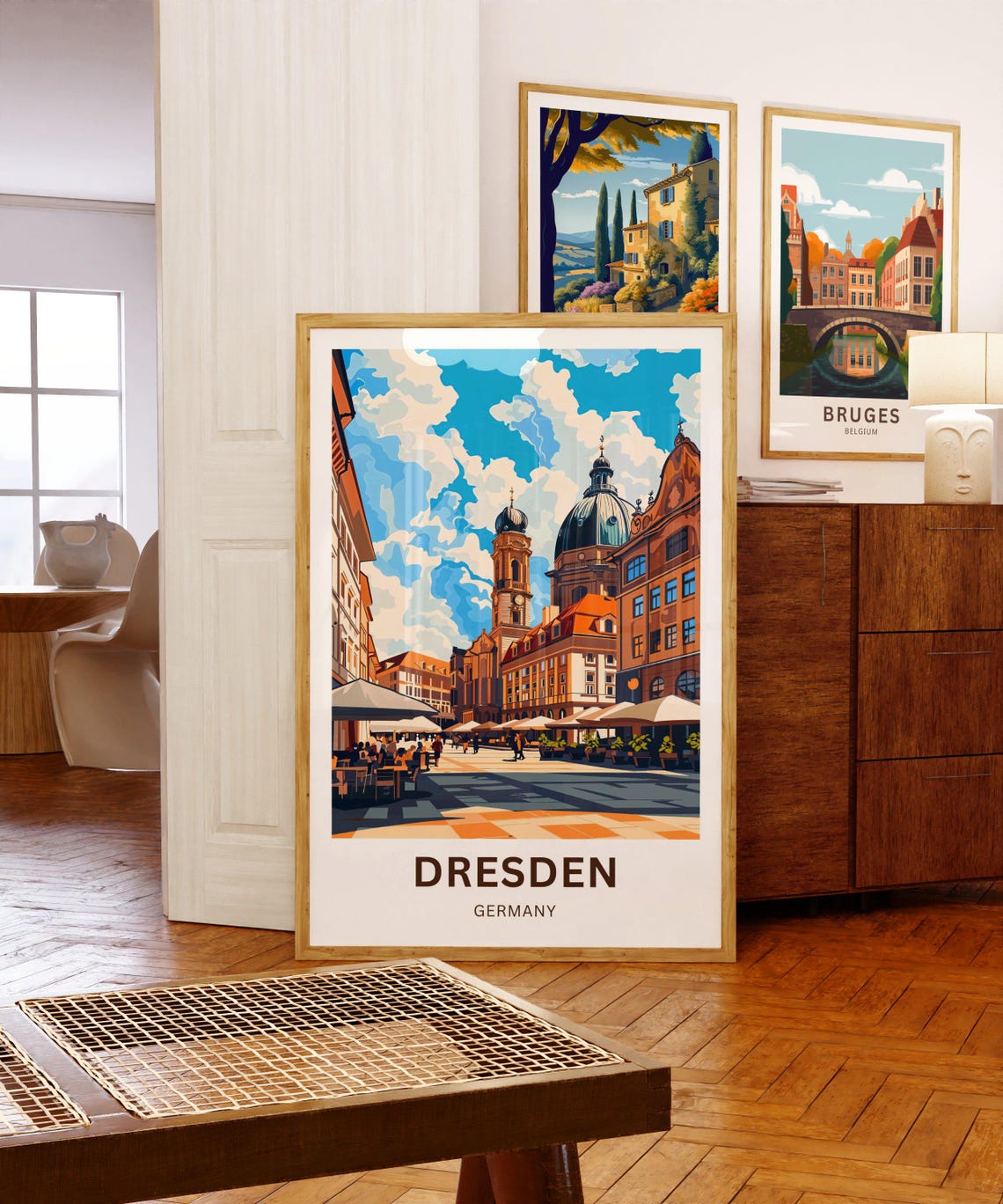 Dresden Germany Historic Old Town Square Colorful Travel Poster - Image 5
