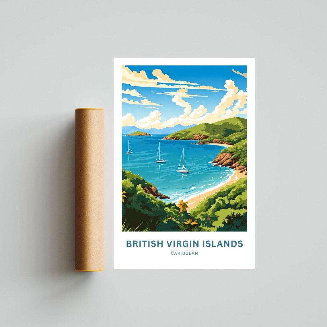 British Virgin Islands Caribbean Sailboats Beach Bay Tropical Poster - Image 4