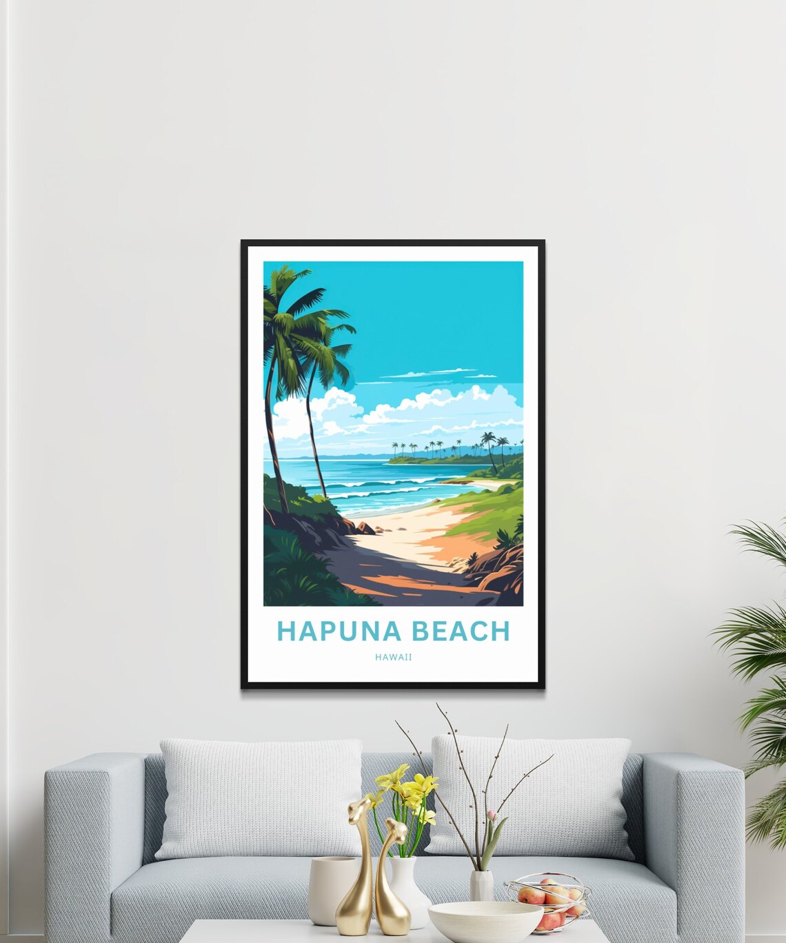 Hapuna Beach Travel Poster, Hawaii Wall Art - Image 3