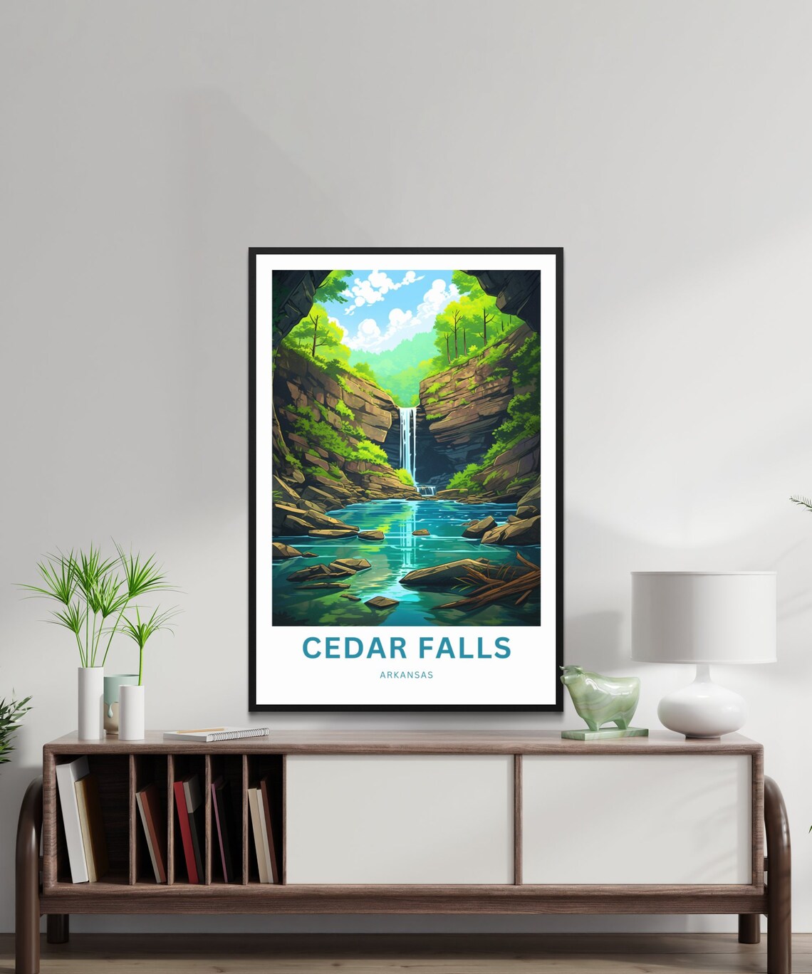 Cedar Falls Arkansas Canyon Waterfall Emerald Pool Travel Poster - Image 2
