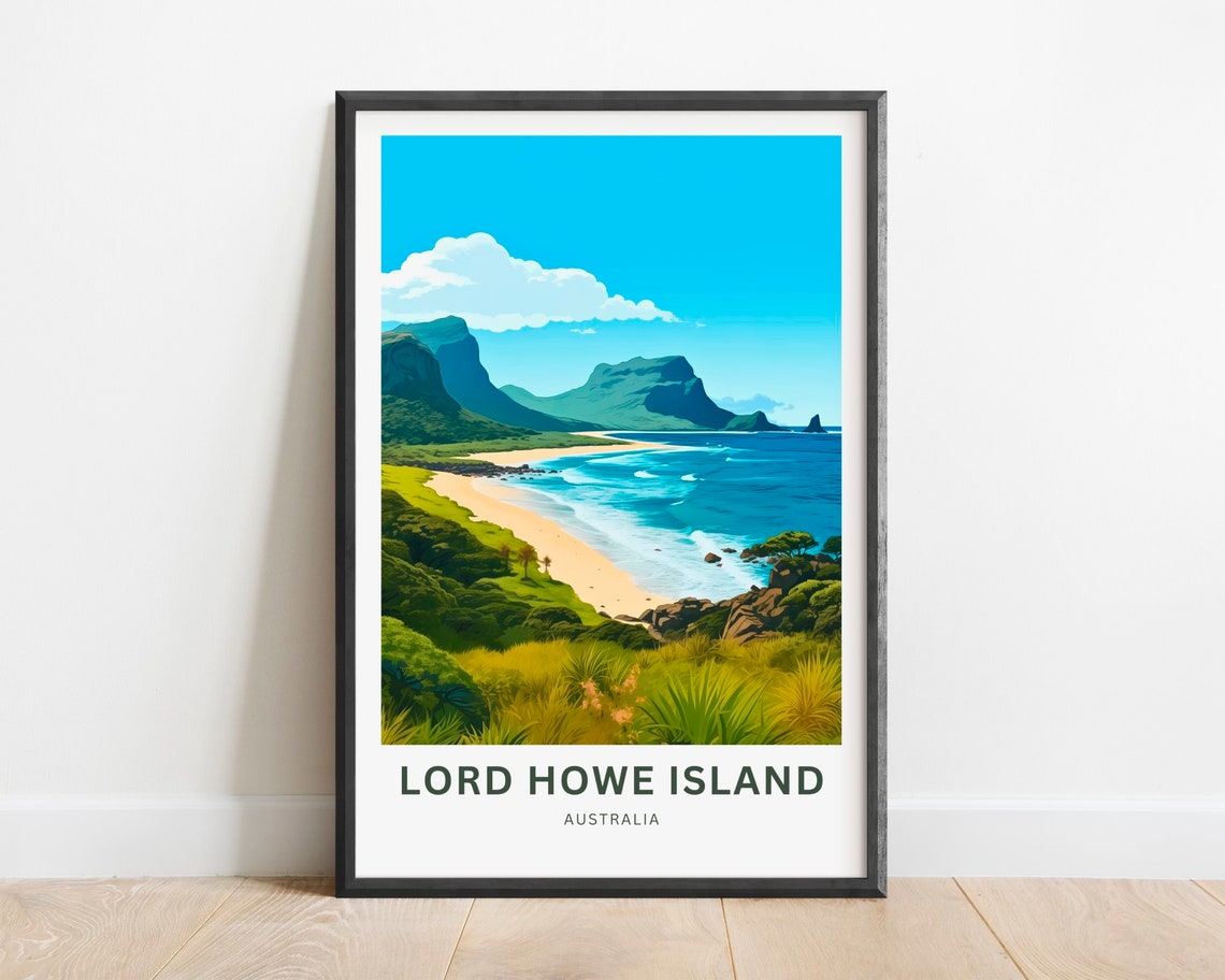 Lord Howe Island Australia Beach Mountains Coast Travel Poster