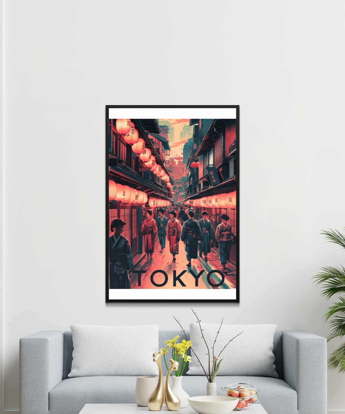 Tokyo Japan Lantern Lit Old Town Street Vintage Travel Poster - Image 2