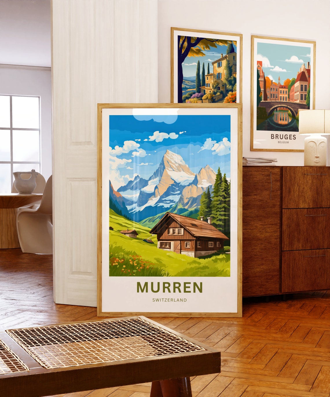 Personalized Murren Switzerland Alpine Chalet Travel Gift Poster - Image 5