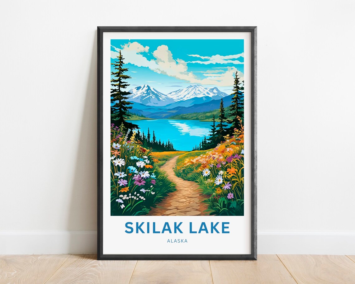 Skilak Lake Alaska Wildflower Trail to Turquoise Water Poster
