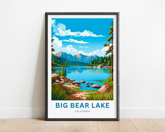 Big Bear Lake Travel Print Big Bear Lake Poster California Wall Art Framed Present Gift California Present