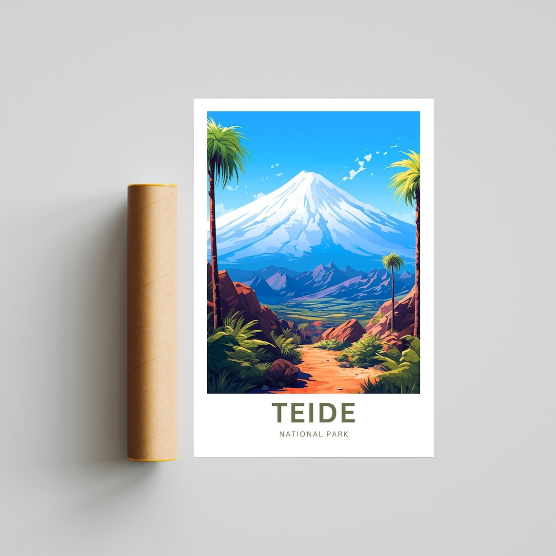 Teide National Park Volcano Palm Trees Vintage Travel Poster - Image 4