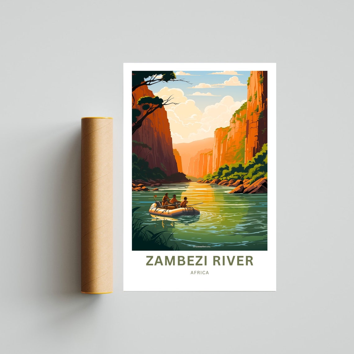 Zambezi River Africa Canyon Raft Adventure Personalized Travel Poster - Image 4