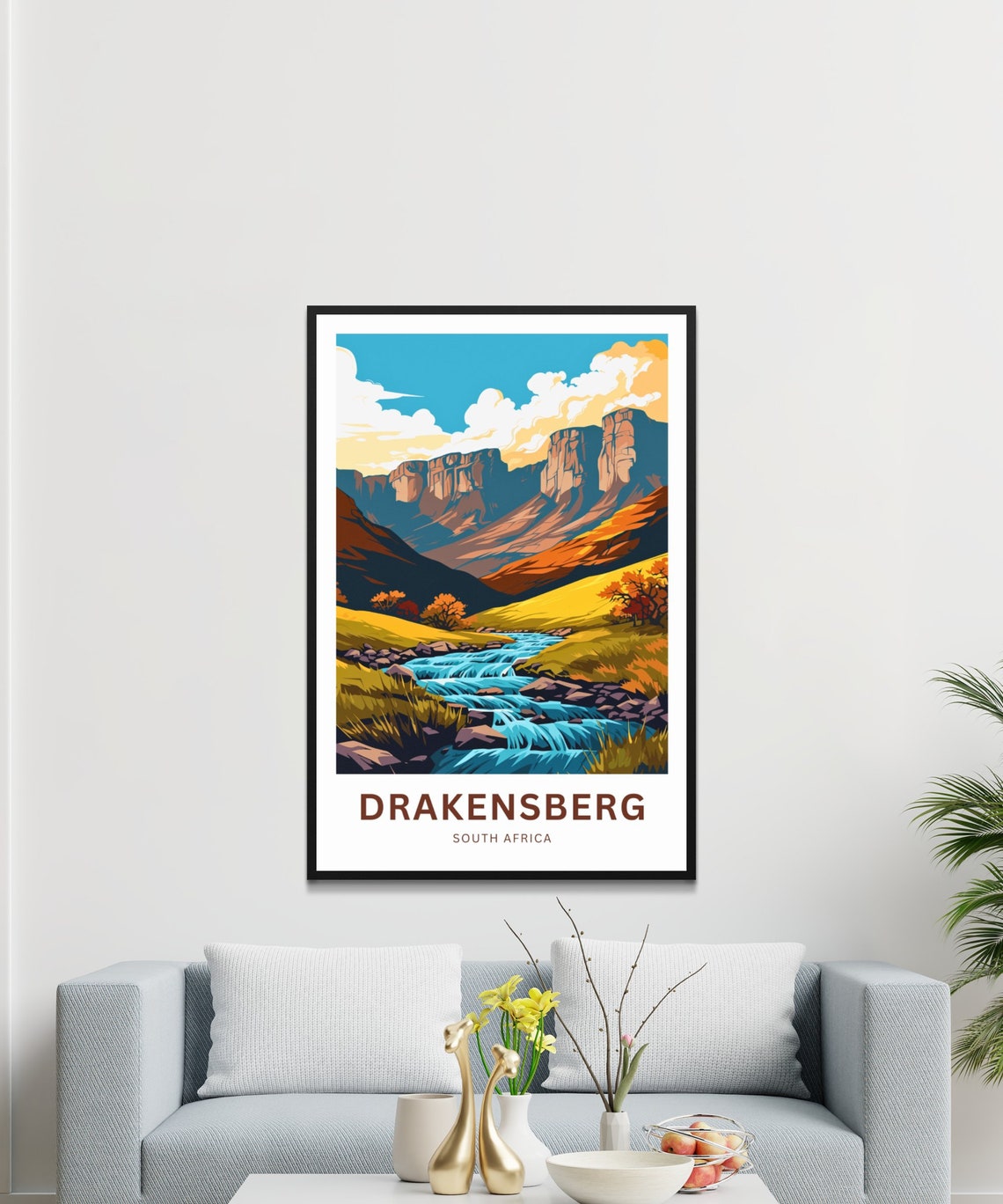 Drakensberg South Africa River Canyon Cliffs Travel Art Poster - Image 3