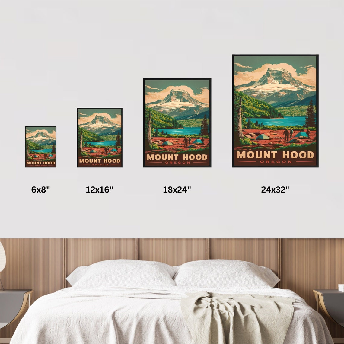 Mount Hood Oregon Vintage Travel Poster Mountain Lake Campsite Art - Image 4