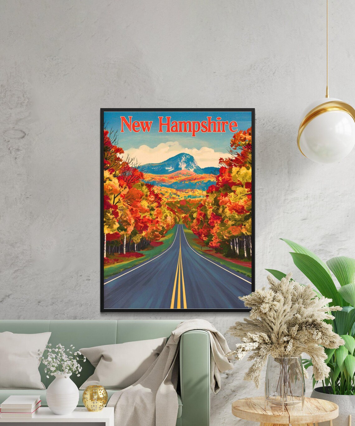 New Hampshire Vintage Fall Road Through Autumn Foliage Travel Poster - Image 3