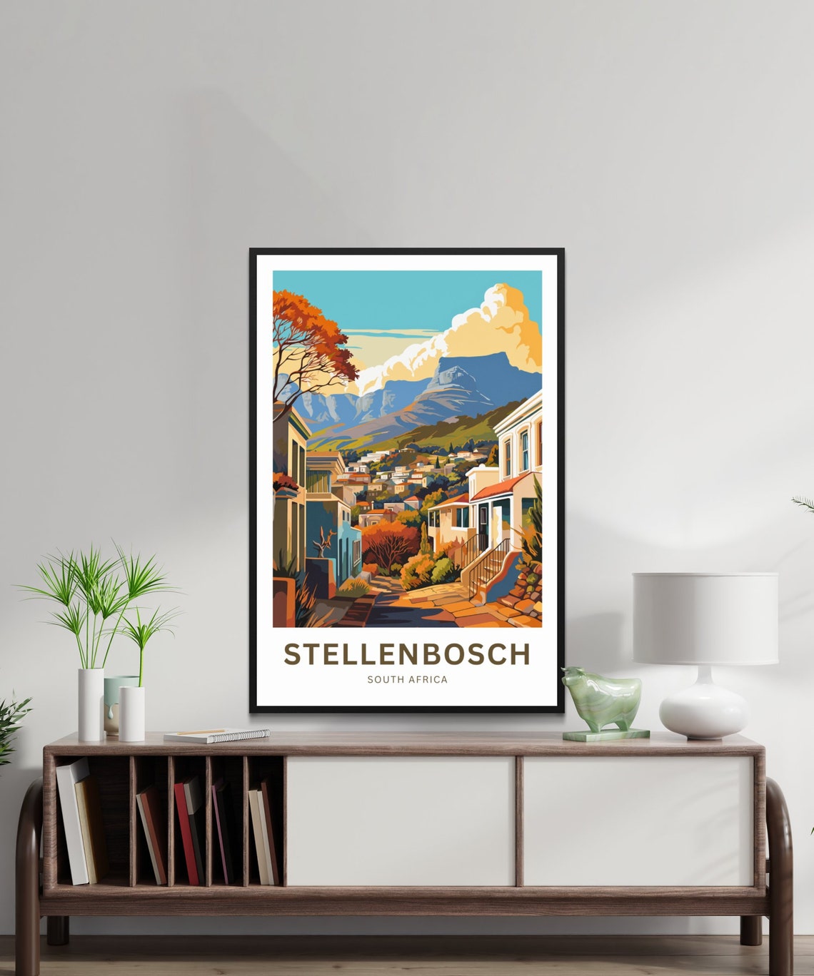 Stellenbosch South Africa Hillside Village Mountain View Poster - Image 2