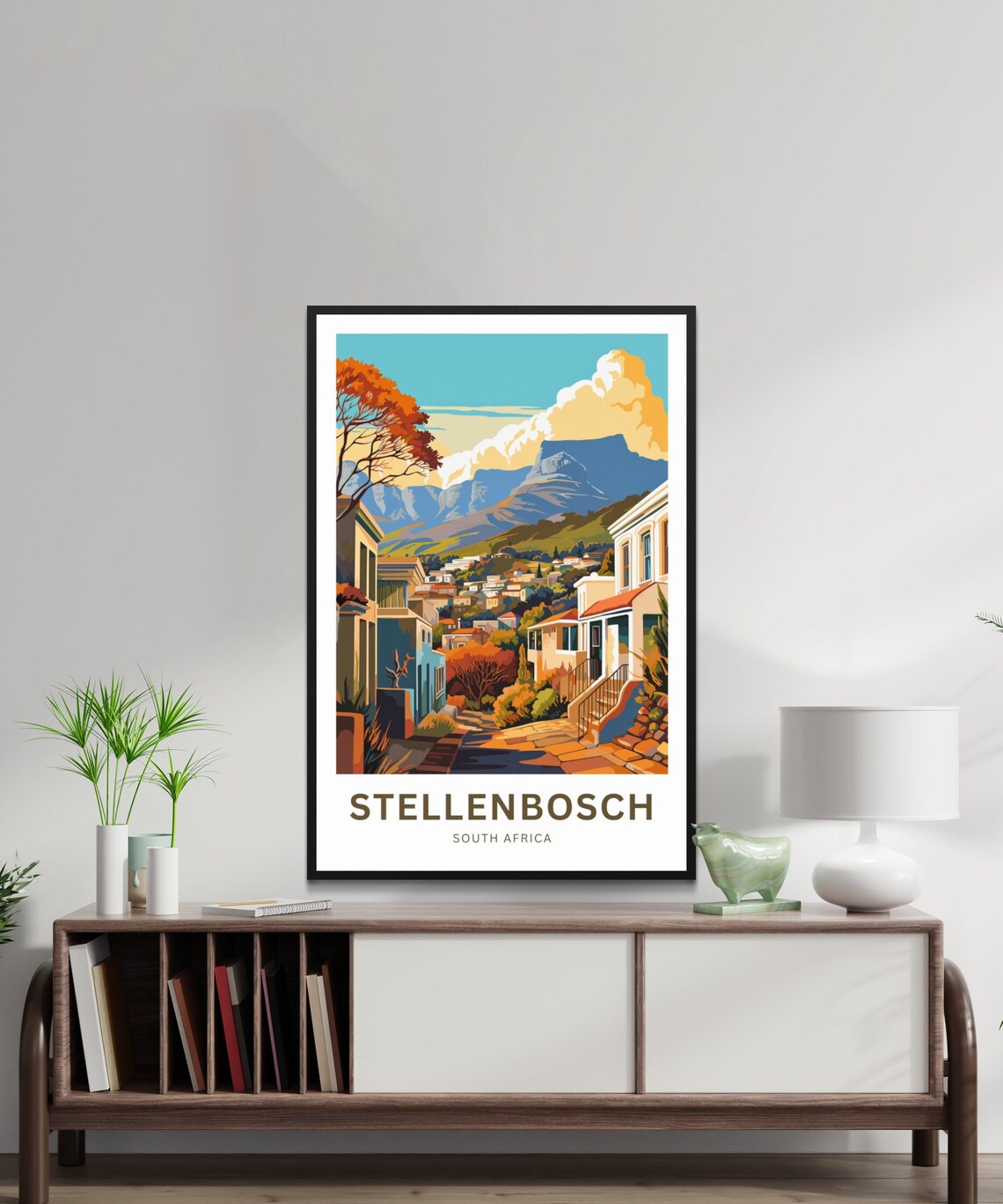 Stellenbosch South Africa Historic Town Houses Mountain Travel Poster - Image 2