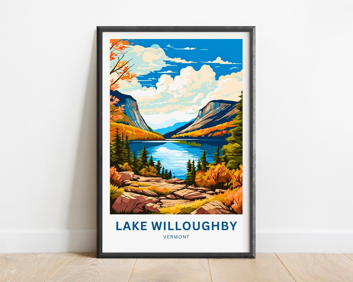 Lake Willoughby Vermont Mountain Lake Autumn Foliage Travel Poster