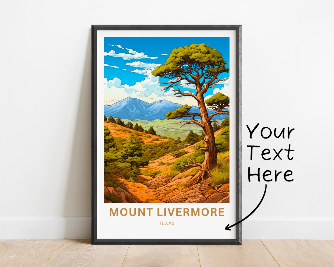 Mount Livermore Texas Rust Canyon Sunset Landscape Travel Poster - Image 2