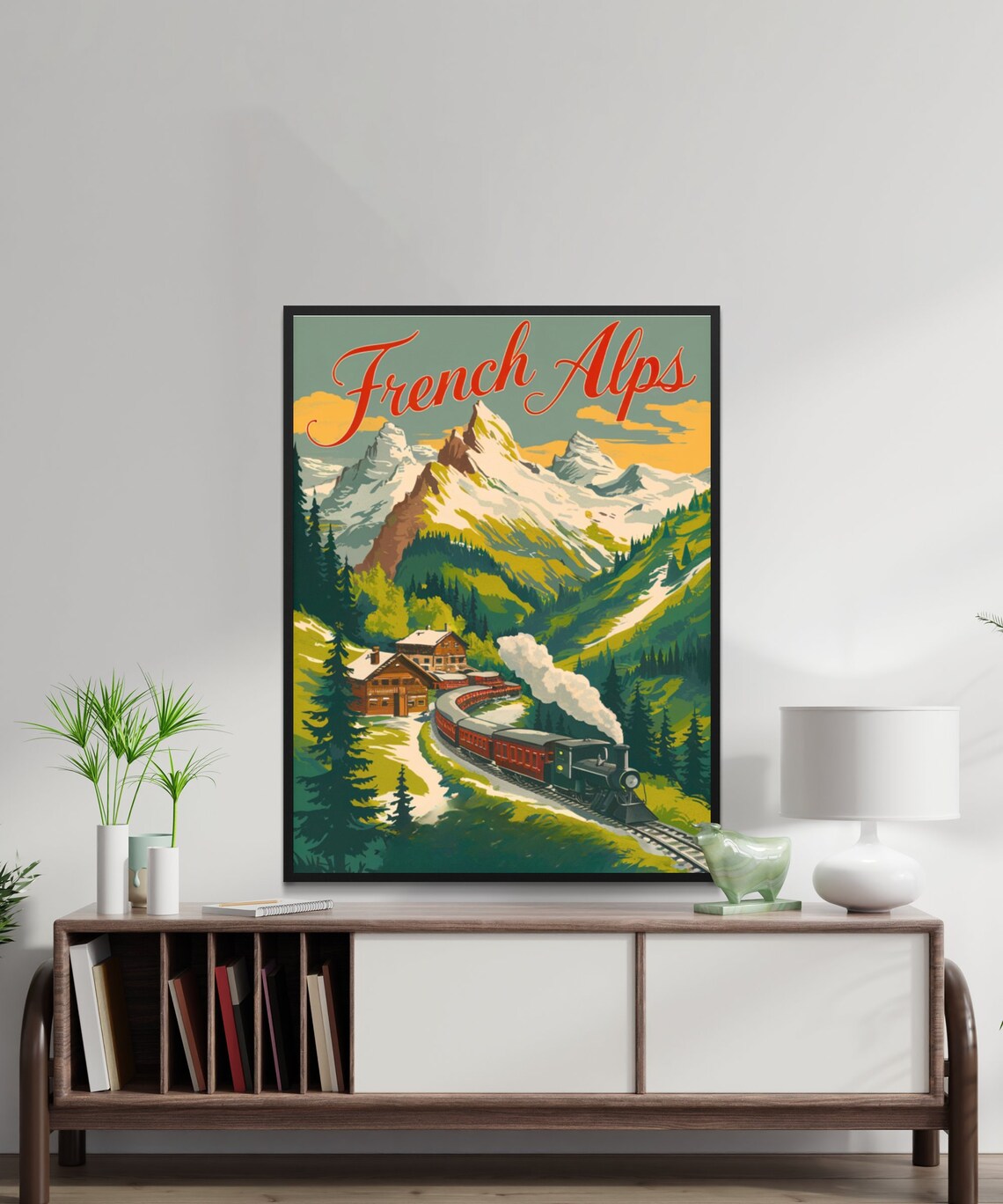 French Alps Vintage Travel Print French Alps Vintage Poster France Wall Art Framed Present Gift France Present - Image 3