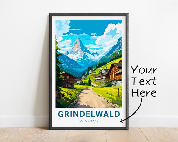 Personalized Grindelwald Switzerland Alpine Village Mountain Travel Poster