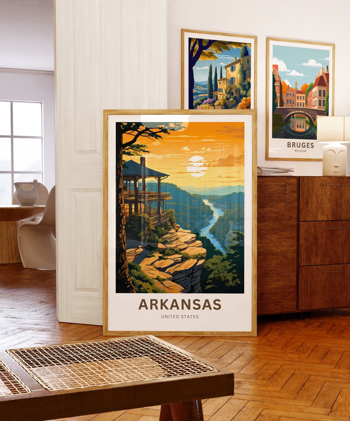 Arkansas River Valley Pavilion Cliff Golden Sunset Travel Poster - Image 5