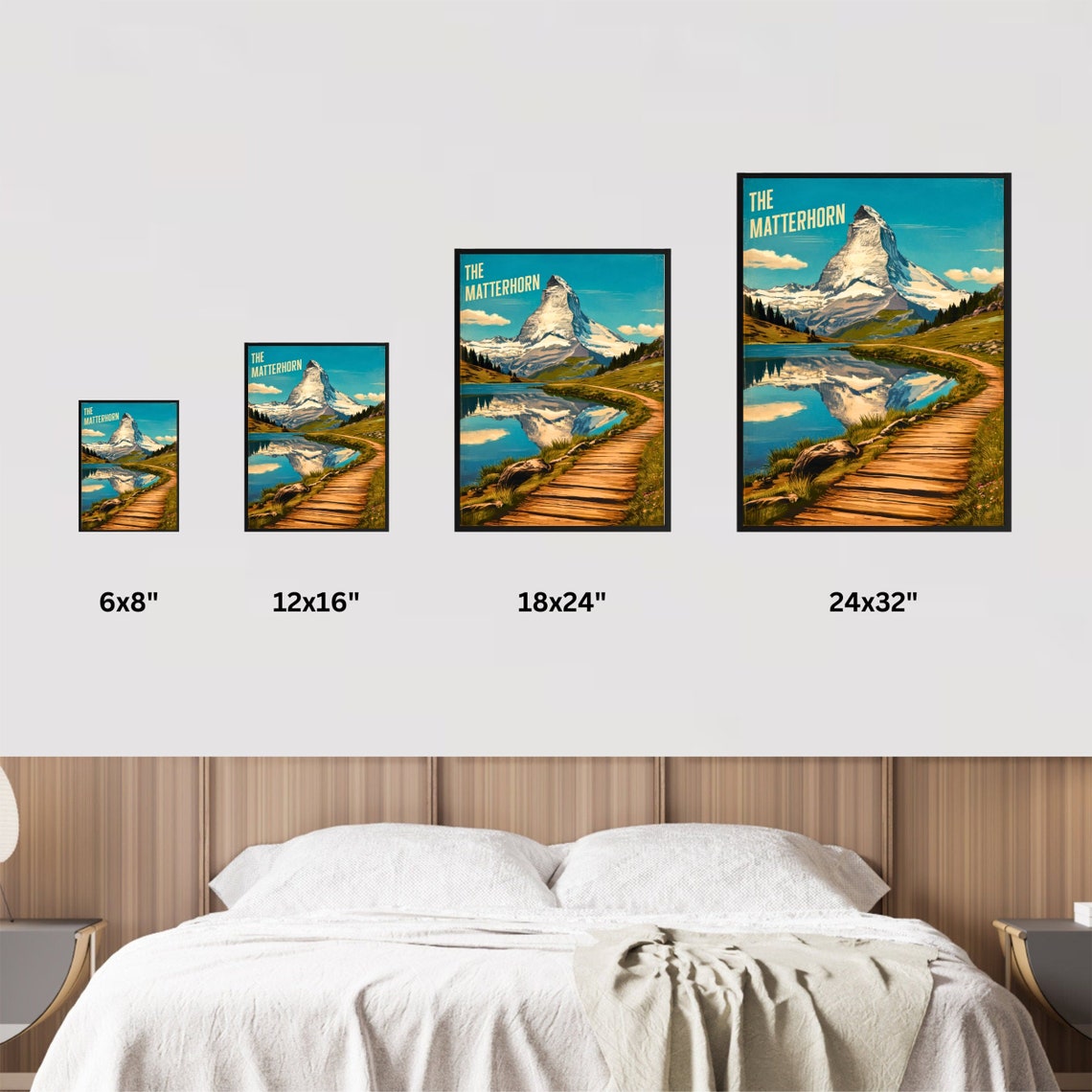 The Matterhorn Boardwalk Path Lakeside Reflection Alpine Poster - Image 4