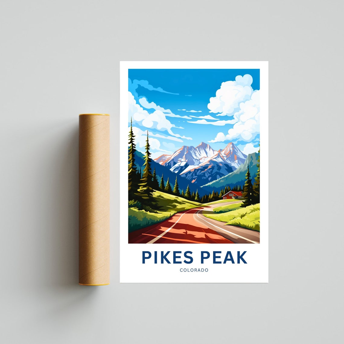 Pikes Peak Colorado Snowy Peaks Highway Scene Personalized Poster - Image 4