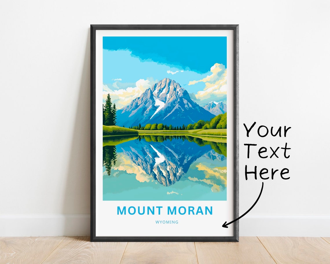 Mount Moran Wyoming Autumn Lake Mirror Orange Forest Reflection Poster
