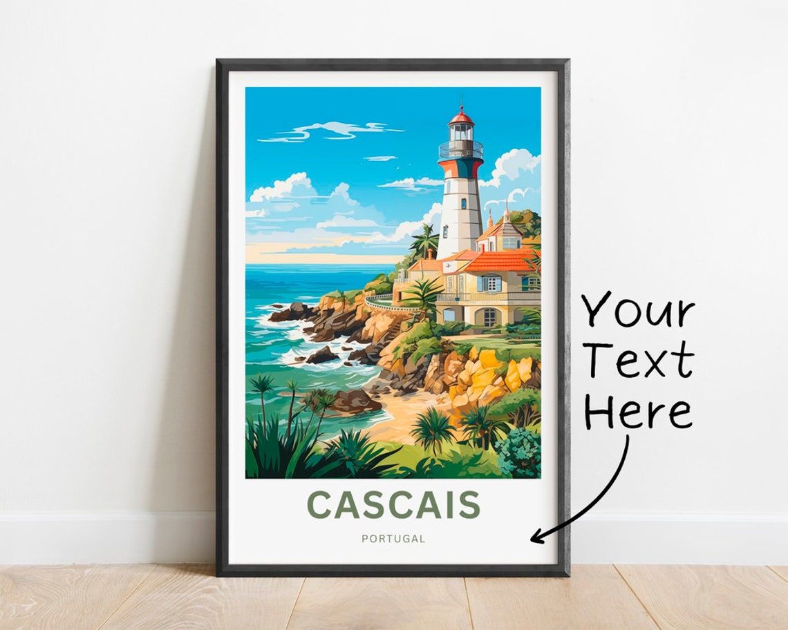 Personalized Cascais Portugal Lighthouse Cliffs Travel Poster