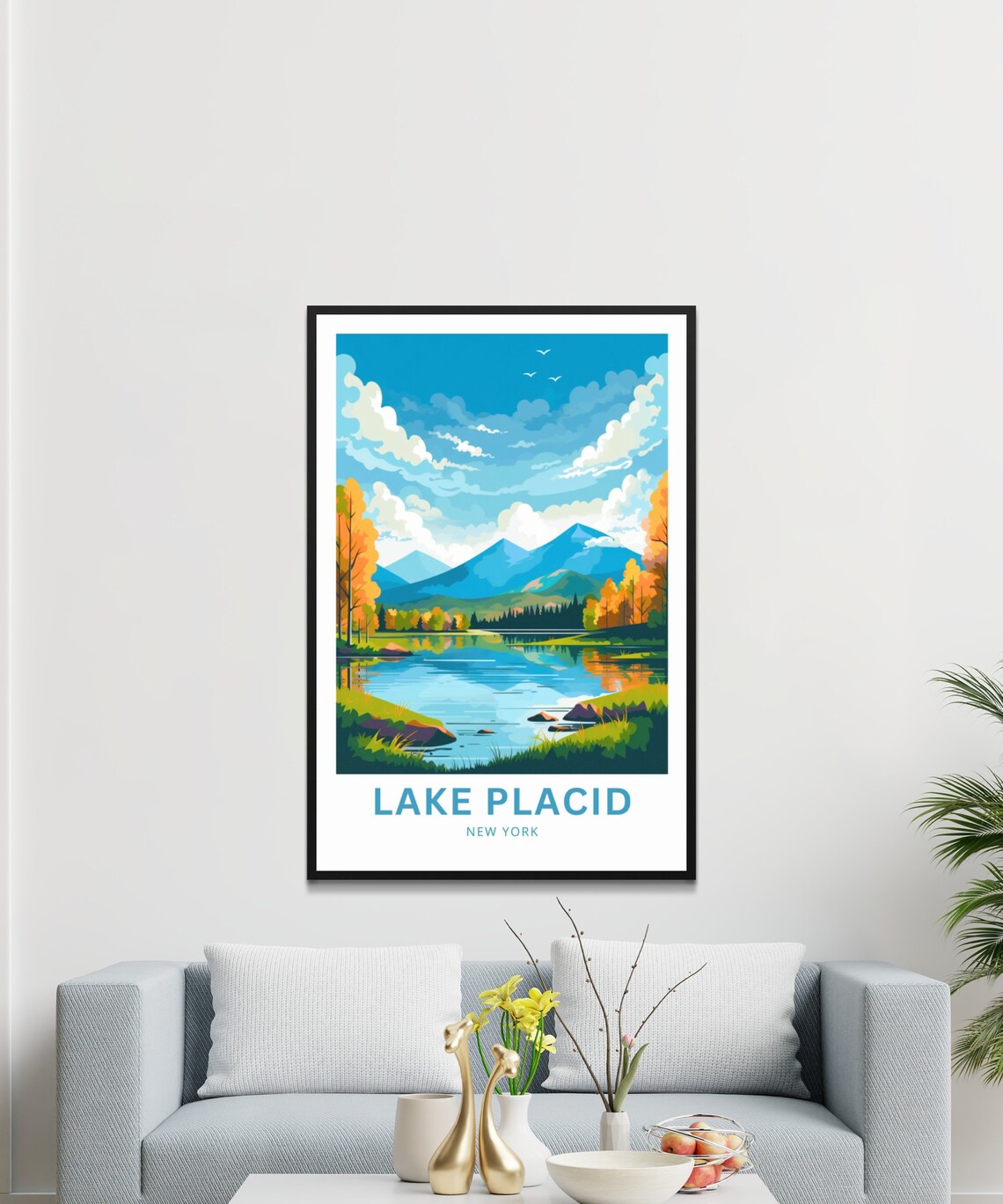 Lake Placid New York Autumn Adirondack Mountain Lake Travel Poster - Image 3