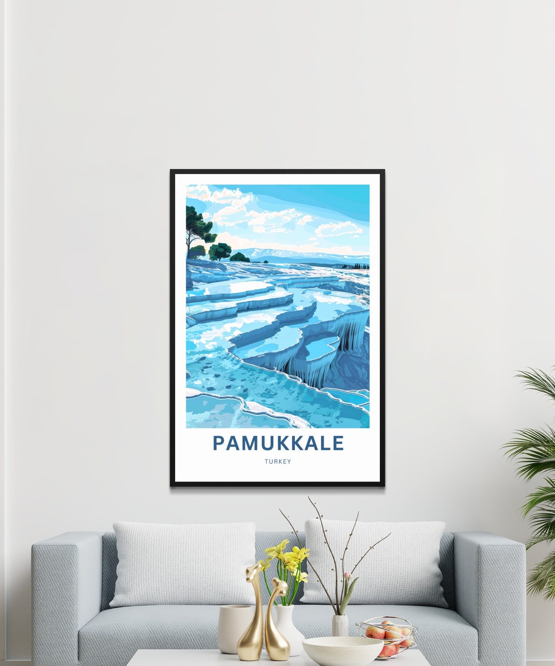 Pamukkale White Terrace Pools Valley View Turkey Travel Poster Decor - Image 3