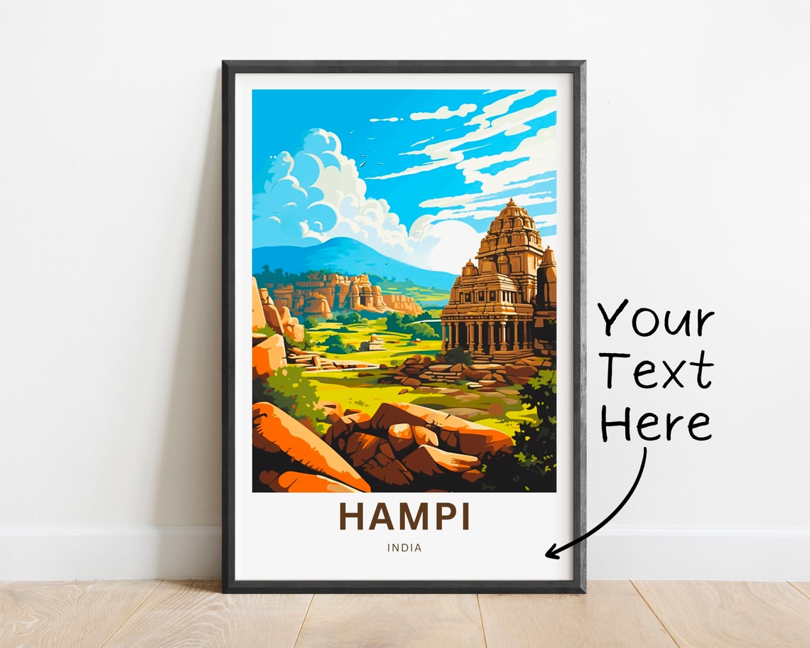 Personalized Hampi India Ancient Stone Temple Ruins Travel Poster