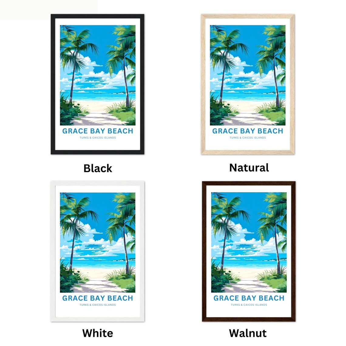 Personalized Grace Bay Travel Poster, Turks and Caicos - Image 2