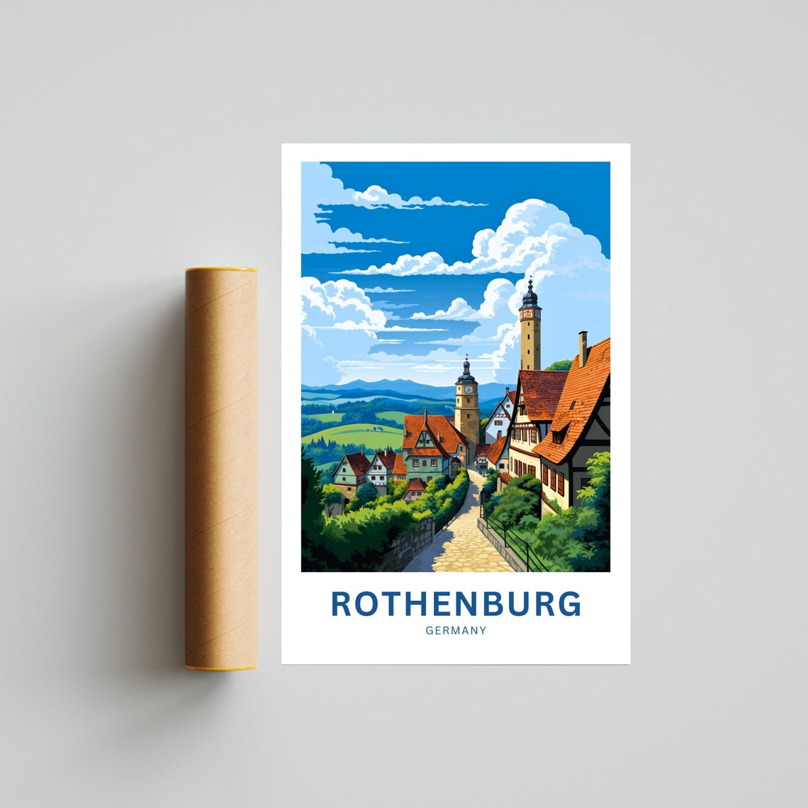 Rothenburg Germany Clock Tower Medieval Red Rooftops Old Town Poster - Image 4
