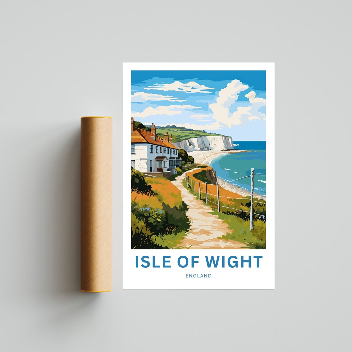 Isle of Wight England Cliff Path Beach Personalized Poster Art - Image 4