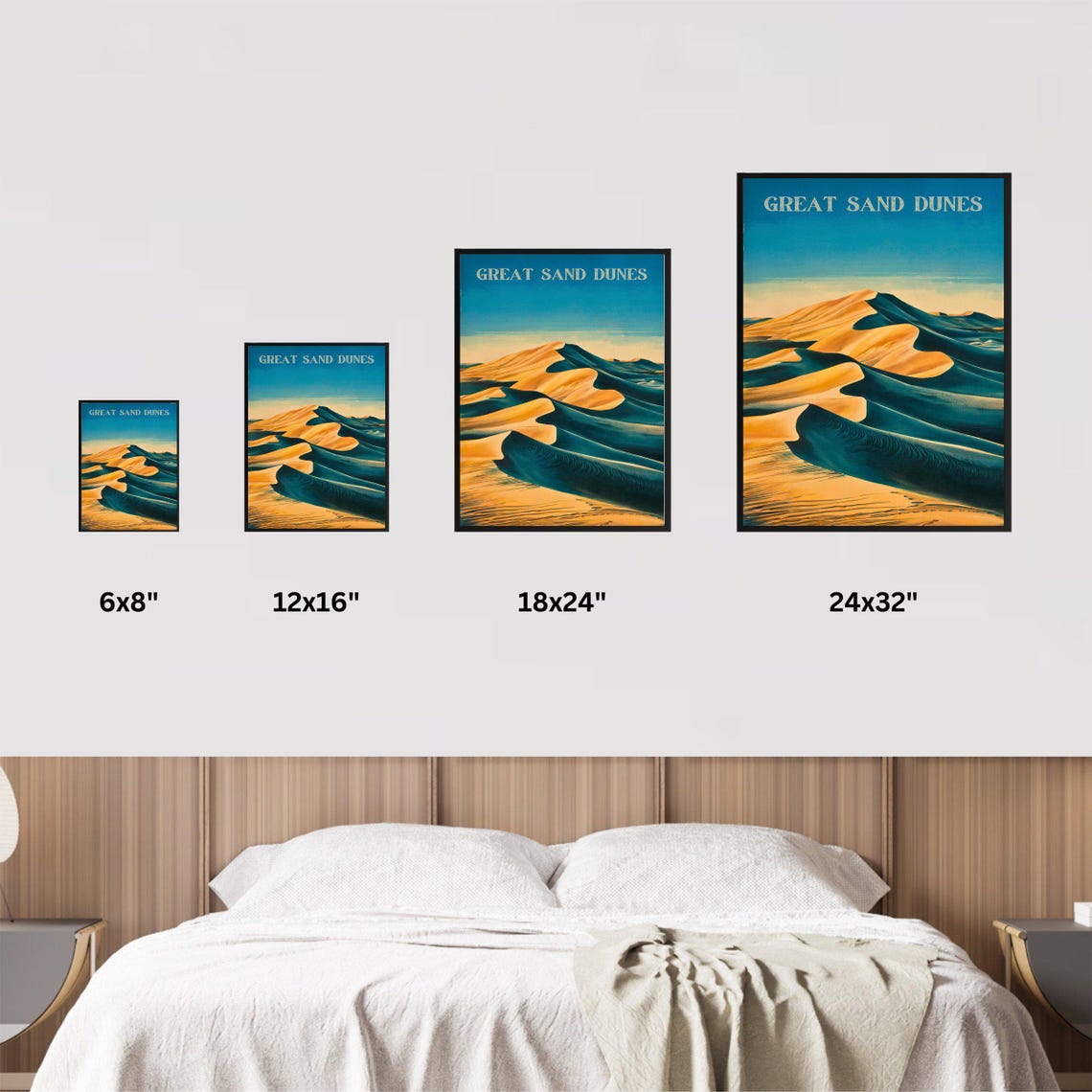 Great Sand Dunes Colorado Blue Sky Golden Dune Waves Art Poster - Image 2