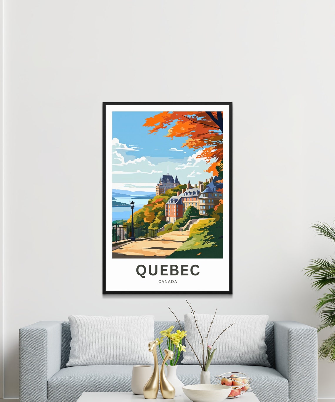 Quebec Canada Autumn Terrace Chateau View Personalized Travel Poster - Image 3