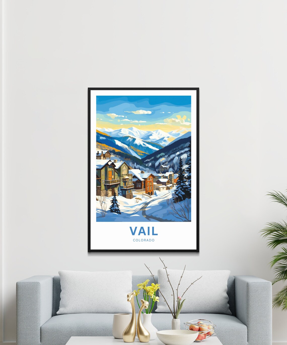 Vail Colorado Snowy Mountain Village Winter Resort Scenic Poster - Image 3