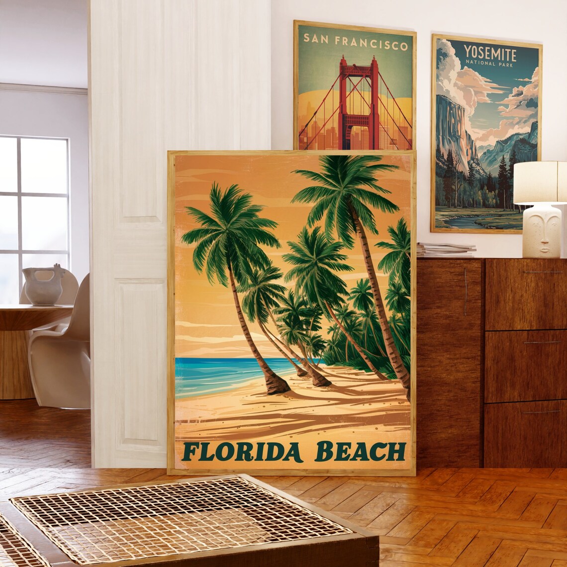 Florida Beach Palm Grove Sunny Day Retro Bold Vintage Travel Poster - Image 5