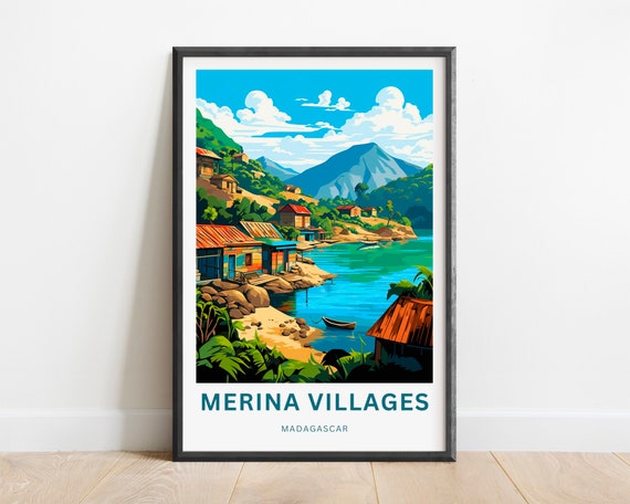 Merina Villages Travel Print Merina Villages Madagascar Poster Africa Wall Art Framed Present Gift Madagascar Present